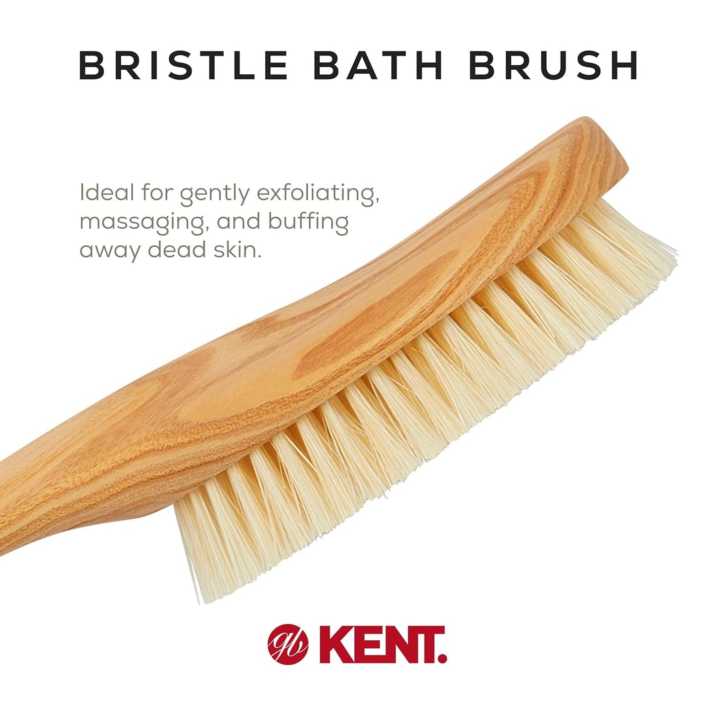 FD10 Ashwood Back Scrubber for Shower Bath Brush and Body Scrubber Exfoliator - Boar Bristle Shower Brush for Body for Men and Women - Brush Back Scrubbers for Use in Shower Made in England