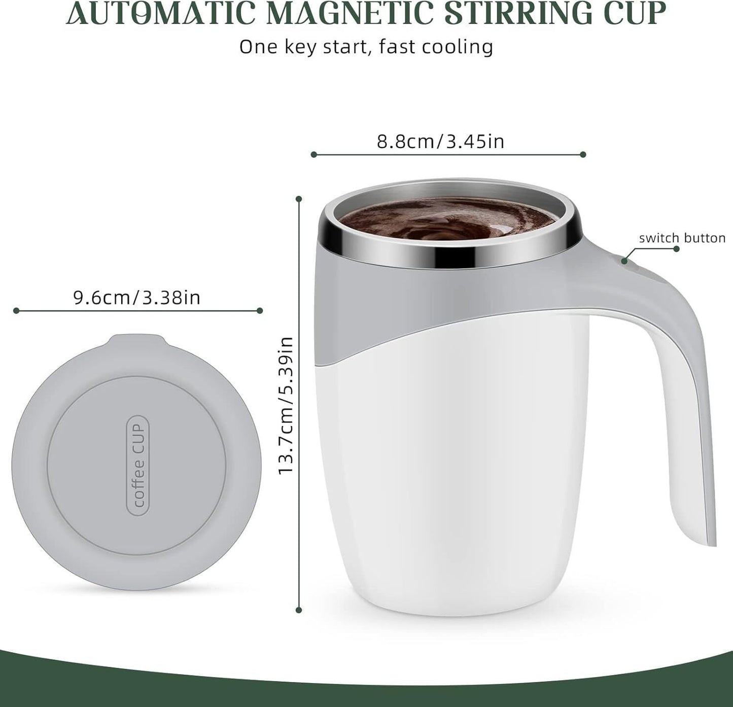 Electric Mixing Cup, Stainless Steel Self Stirring Coffee Mug Cup Automatic