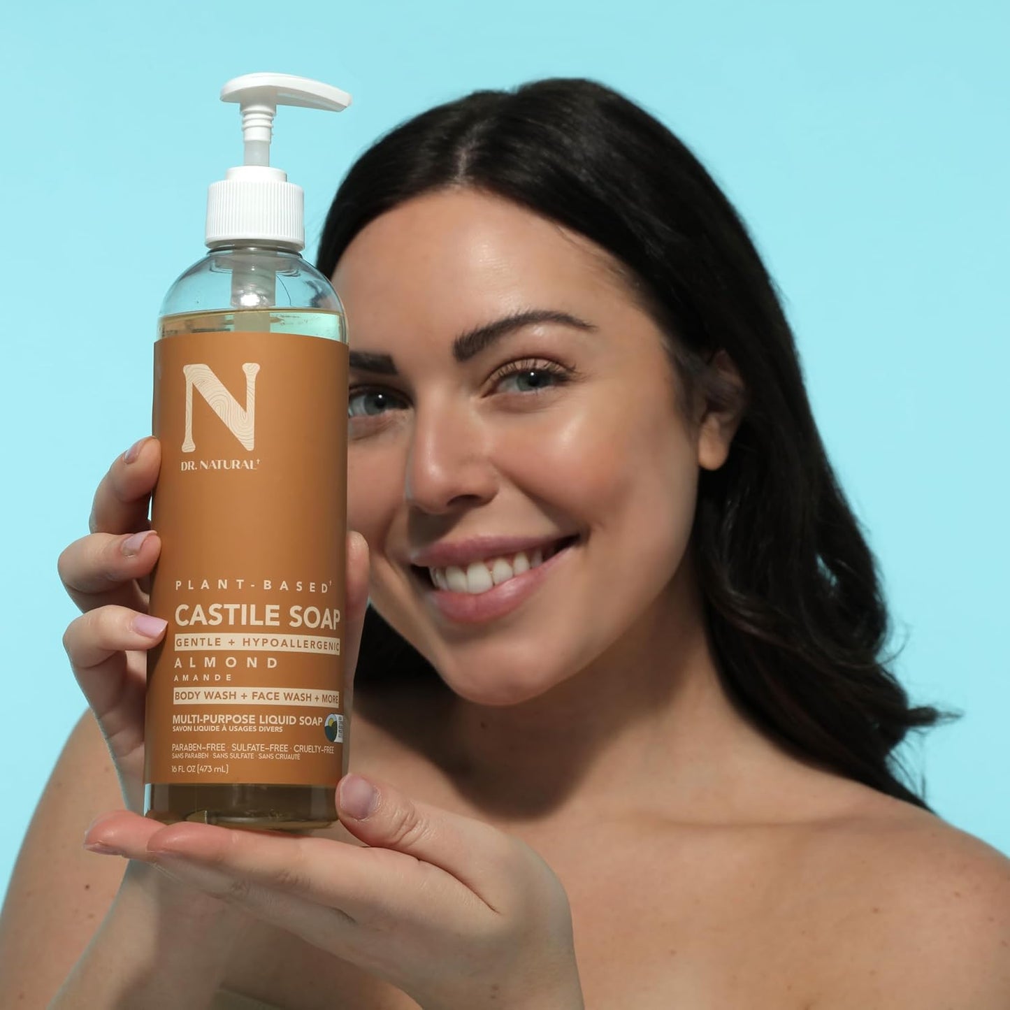 Castile Liquid Soap - Multi-Use Body Wash, Shampoo and Face Wash - Hydrating Body Soap for Skin, Hair, Pets and Home - Almond - 16 Oz