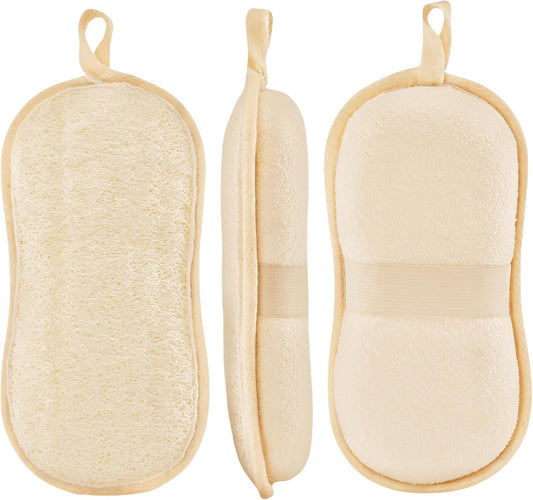 Natural Loofah Sponge Exfoliating Body Scrubber (3 Pack 7.88X3.94X1.57 In), Made with Natural Loofa Sponge,Bath Shower Loofah for Women and Men, Looa for Face and Body That Gets You Clea