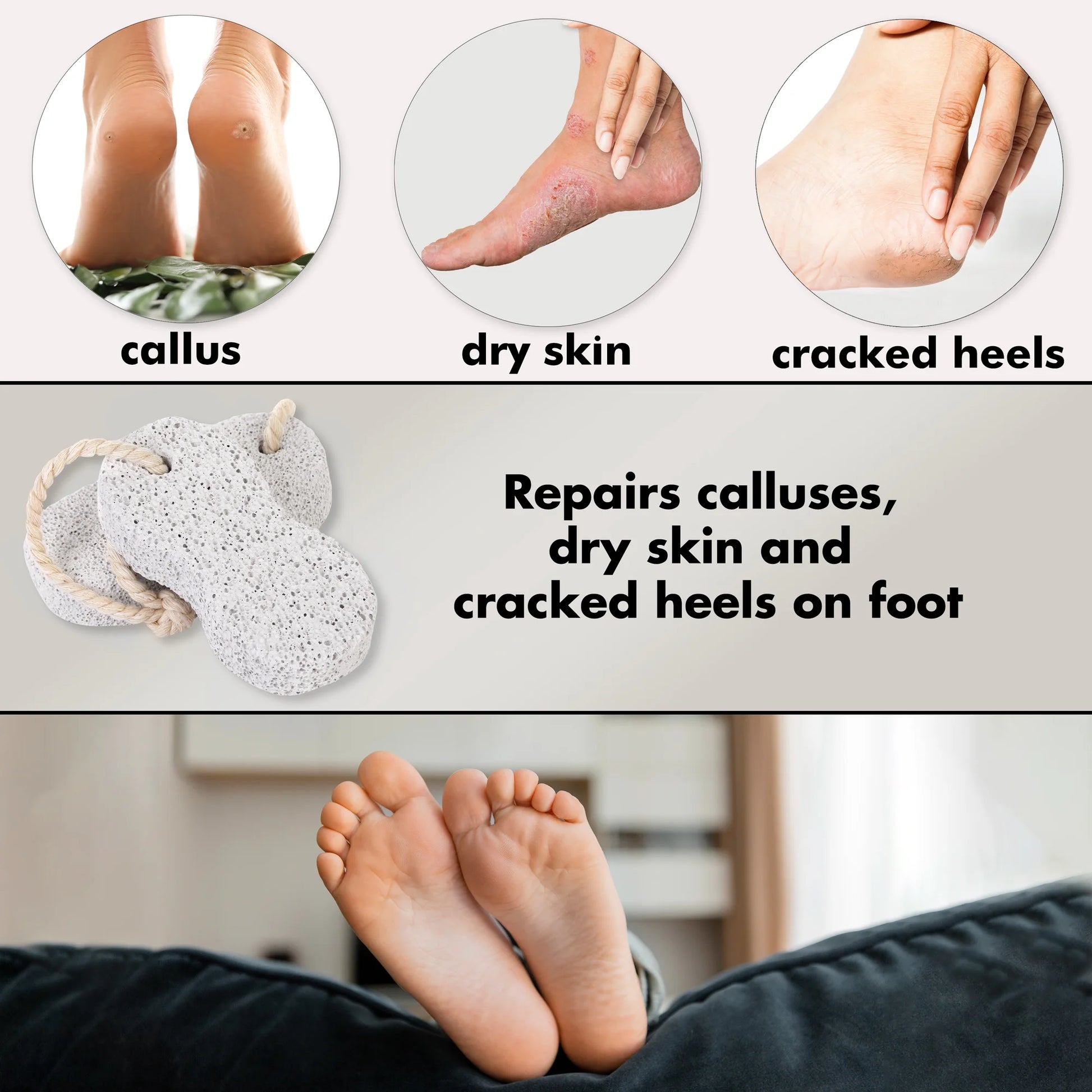 Foot Pumice Stone - Lava Stone for Feet Callus - Foot Scrubbers for Use in Shower - Pack of 2